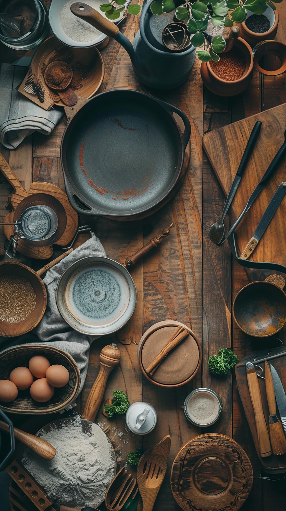 Dettaglio di utensili e ingredienti