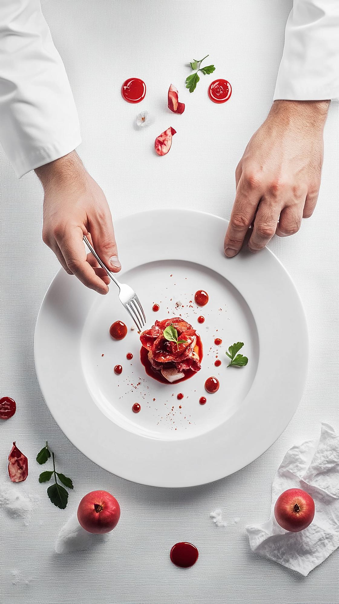 Chef che prepara un piatto